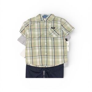Buffalo David Bitton Kids Plaid Shirt - Green and Gray